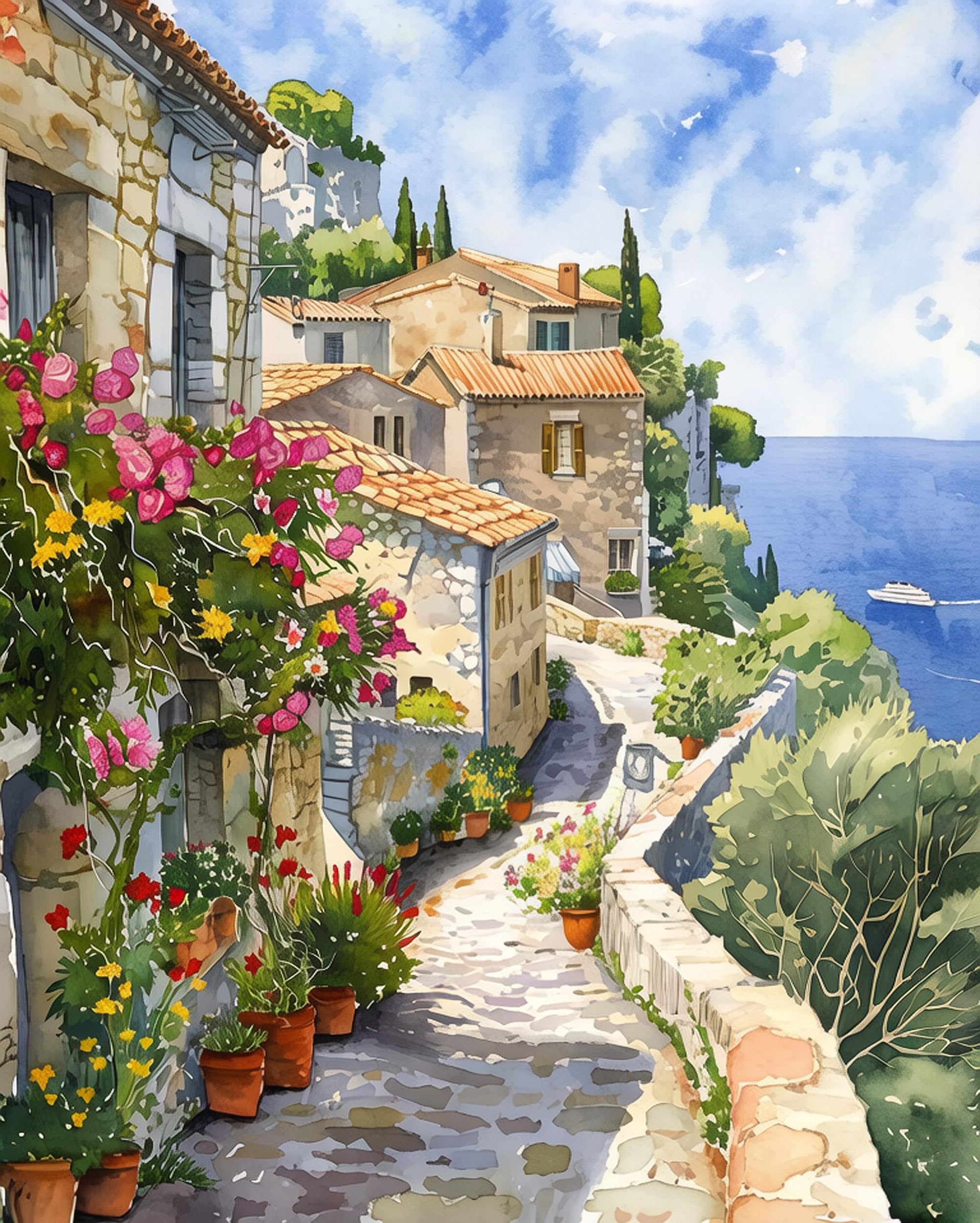 Town Paint by Number for Adults,Landscape Painting Kits for Beginner