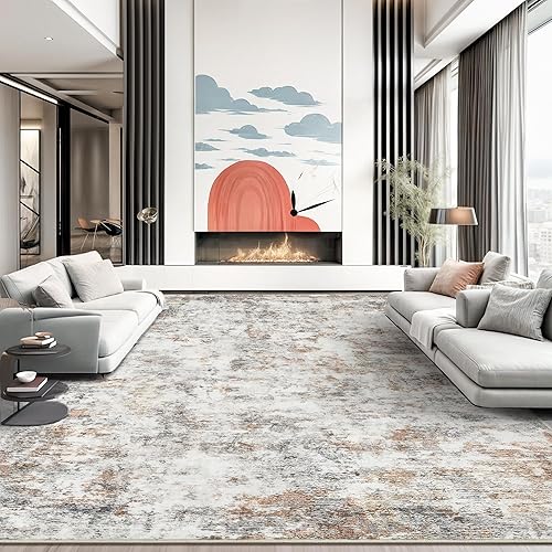 Miniatura 30 de Alfombras de área de 5 x 7 pies para sala de estar, antideslizante, lavable, resistente a las manchas, alfombra abstracta moderna de gran área
