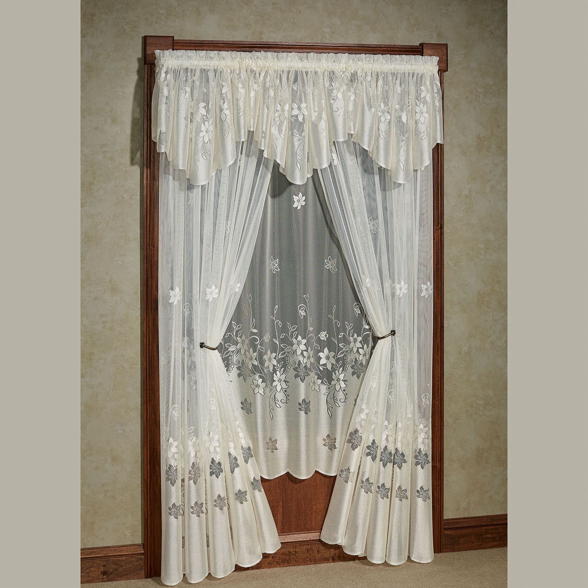 Touch of ClassVining Floral Marisol Semi Sheer Ombre Window Curtain Panel Ivory Polyester 55 x 84 Inches