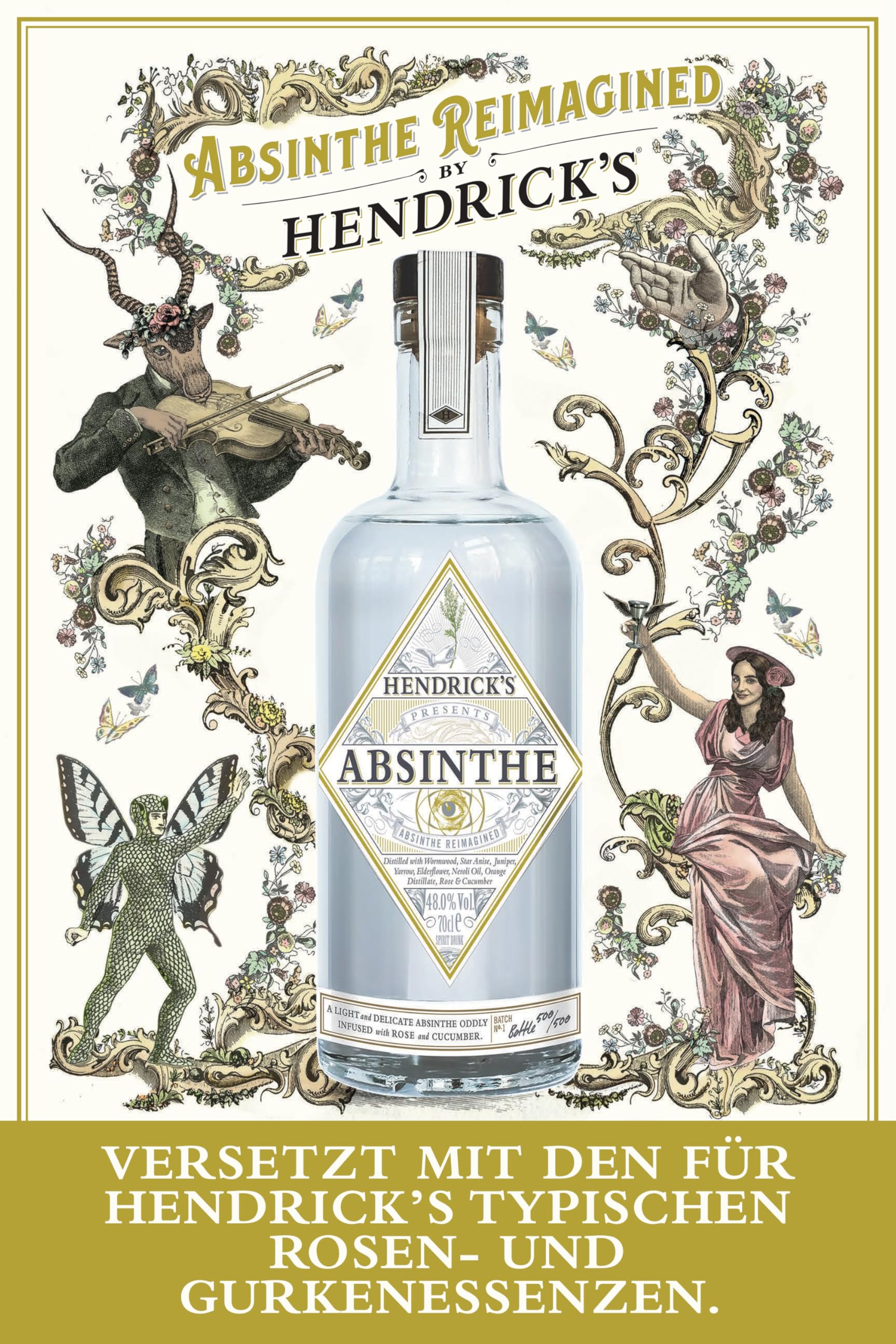 HENDRICK’S Absinthe – Neu gedacht & unverkennbar Hendrick’s – Mit Rosen- & Gurkenessenzen – Kräuterig, floral & außergewöhnlich – 48% vol. – 0,7 l