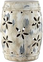 Safavieh Ilia Antiqued Cream Garden Stool - Versatile Indoor Outdoor Accent Table, Plant Stand 14x14x19"