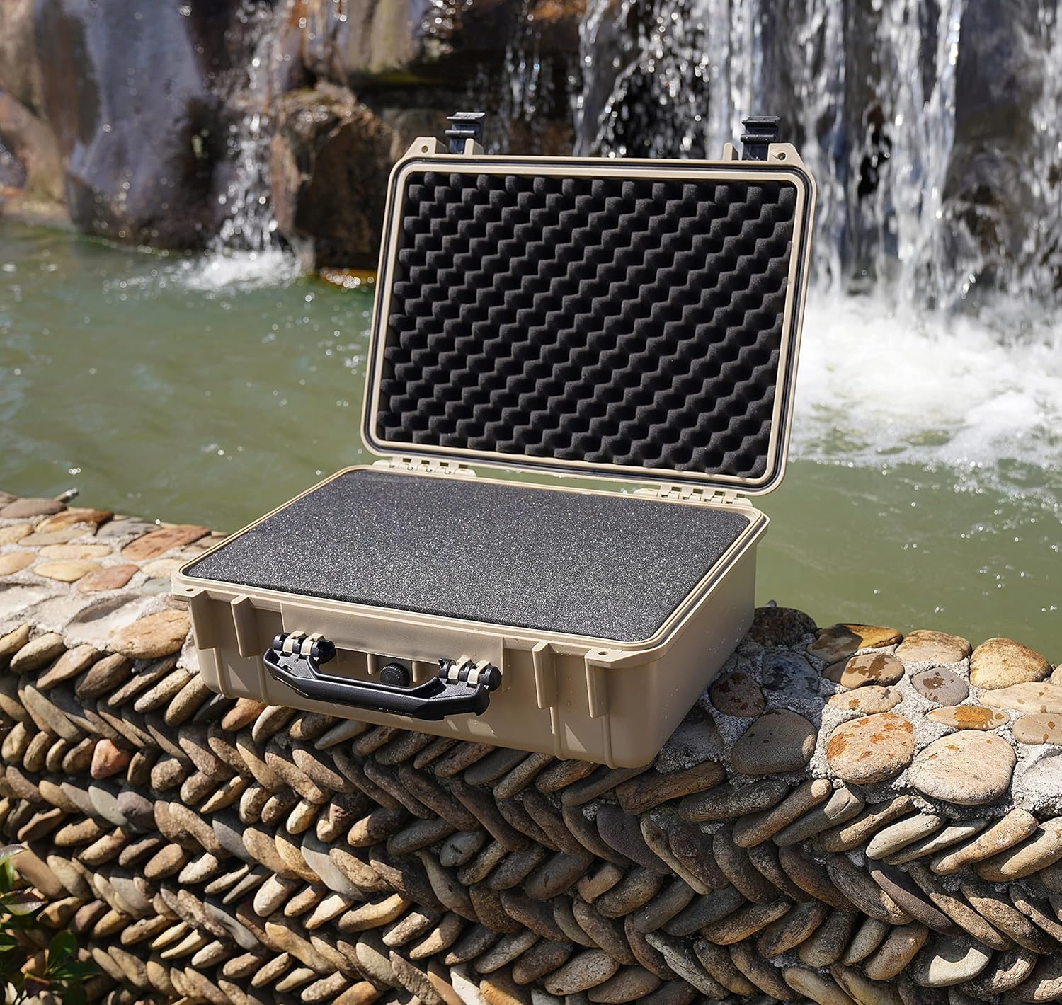 MEIJIA Portable IP67 Waterproof Protective Case, Hard Camera Case with customizable foam, Perfectly Protection of Camera, Drones, Pistols,Lens, Equipments, 18.5 x14.06x6.93inches(Desert Tan) - Image 4