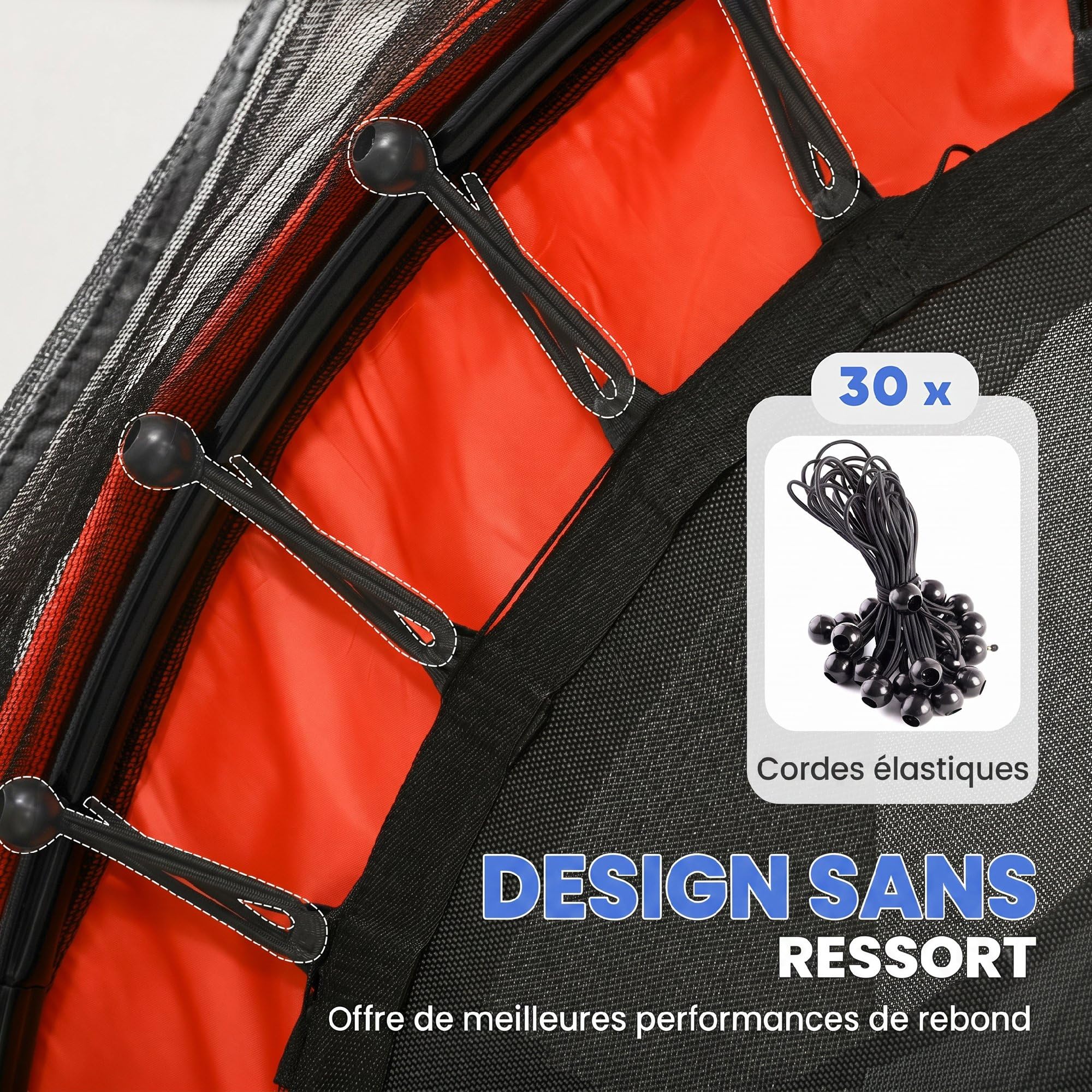 HOMCOM Trampoline Enfant Ø 1,63 m Filet de sécurité Porte zipée Couvre-Ressorts 6 poteaux rembourrés Inclus