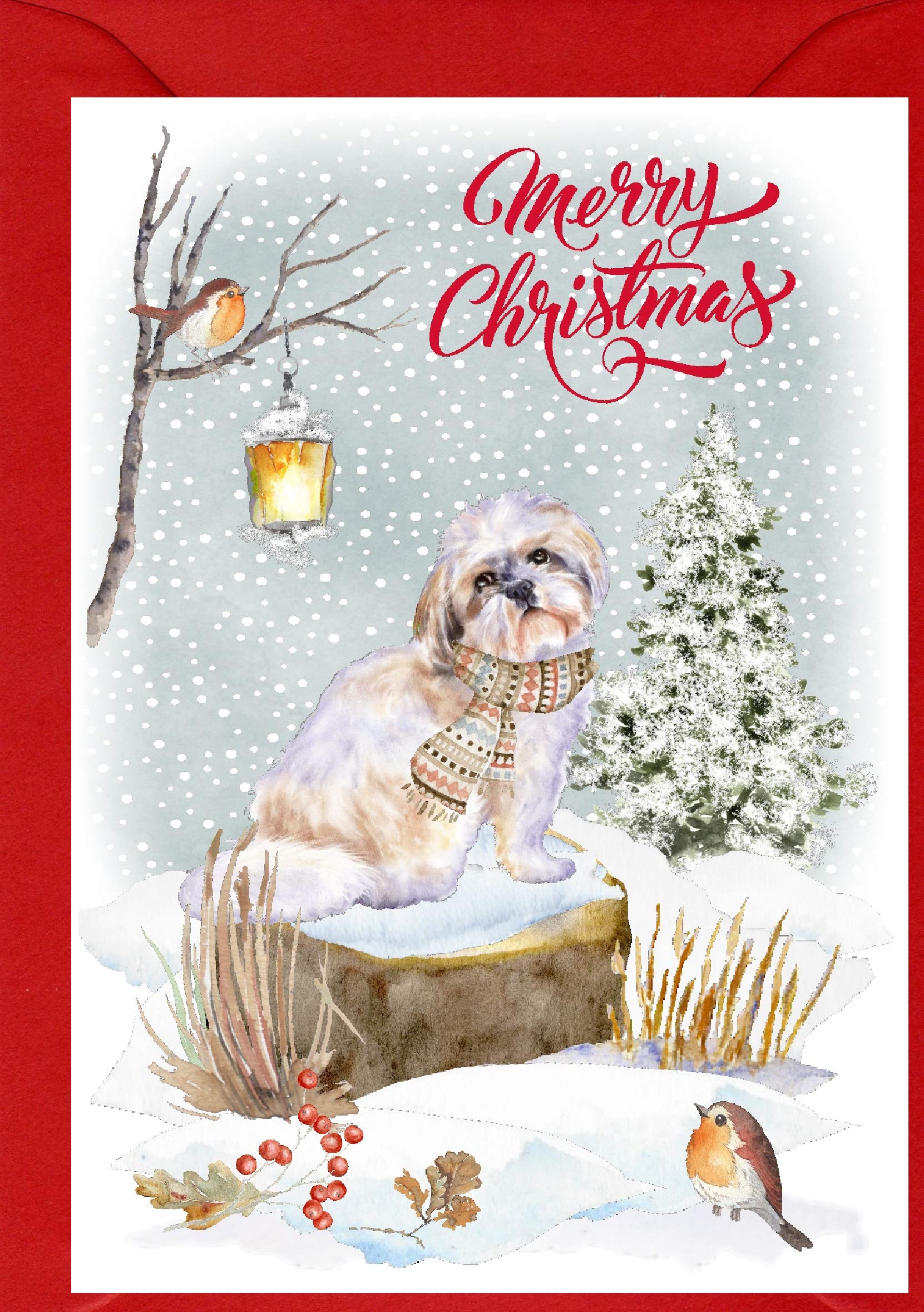 Shih Tzu Dog Christmas Card (6" x 4") with matching Envelope by Starprint