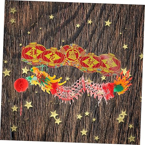 Miniatura 5 de Housoutil Decoración de Año Nuevo Chino Tapicería Trim Estatua Decoración Interior Playset Colgante Dragón Decoración Dragón Chino Decoración