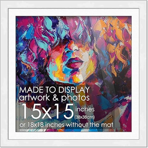 Miniatura 17 de Marco de madera negra de 9 x 9 pulgadas con paspartú blanco Con paspartú de 12 x 12 a 9 x 9 pulgadas Protector inastillable acrílico UV