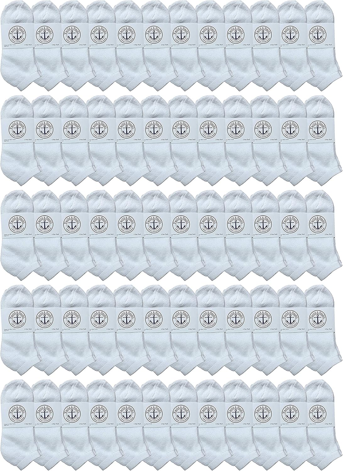 SOCKS'NBULK 60 Pairs Wholesale Bulk Sport Cotton Women's Crew, Ankle, Tube Socks, Sock Size 9-11