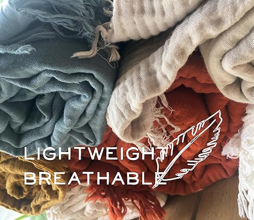 Miniatura 5 de Manta 100% de muselina de algodón orgánico para sofá, adulto, exteriores, 4 capas de hilo teñido de plantas prelavado, transpirable, súper suave,