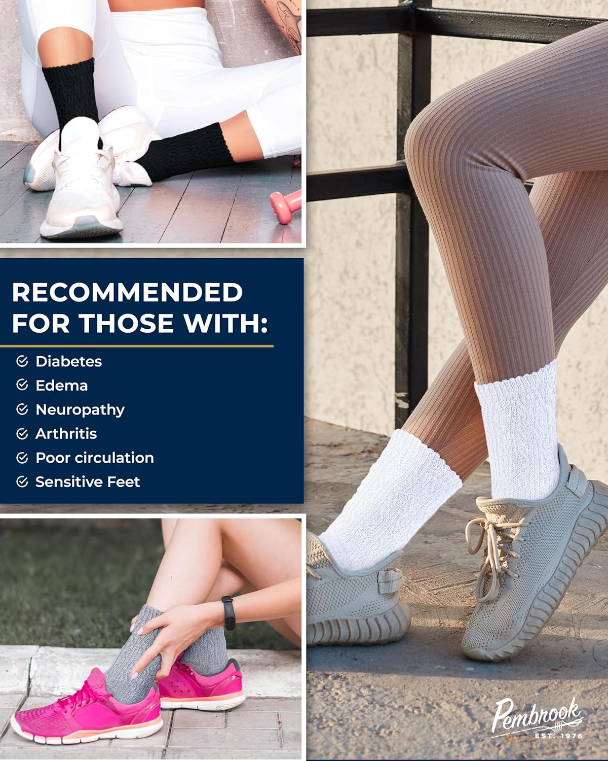 Pembrook Diabetic Socks for Women - 6 Pairs Cable Knit Viscose Bamboo Socks Woman, Non-Binding Top, Moisture-Wicking - Image 4