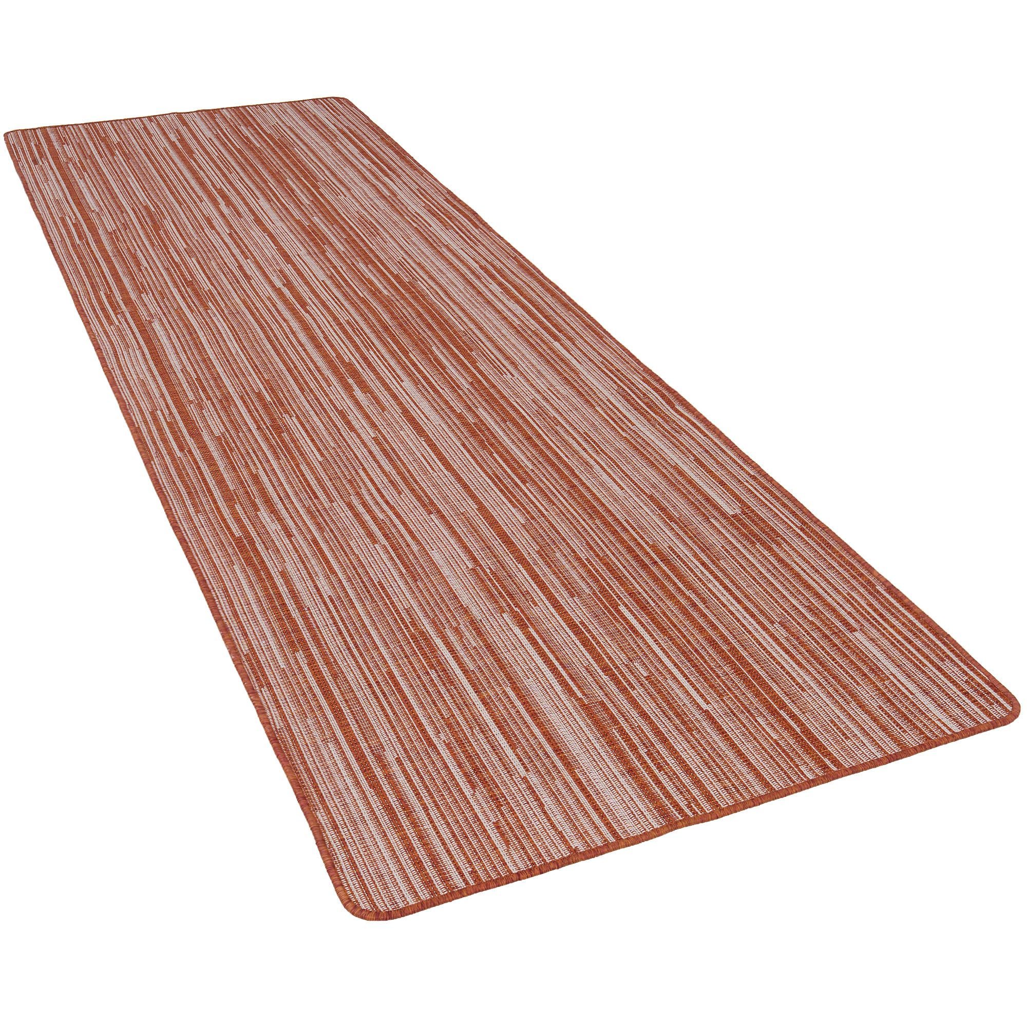 Snapstyle Tapis Couloir intérieur & extérieur Newport Terracotta – Tapis réversible à Rayures Modernes pour Couloir, Balcon et terrasse