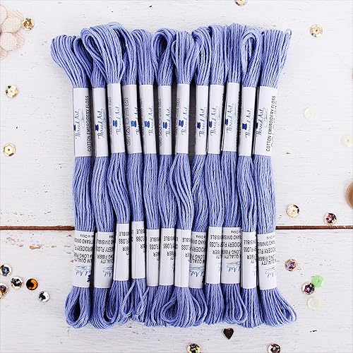 Vista 88 de Threadart - Hilo de bordar de algodón largo egipcio de alta calidad, 12 madejas Morado 6 hilos divisibles de 8.75 yardas cada uno para bordado a