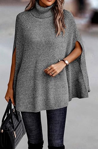 Miniatura 2 de KIRUNDO Suéter tipo poncho de cuello alto para mujer, para otoño e invierno 2026