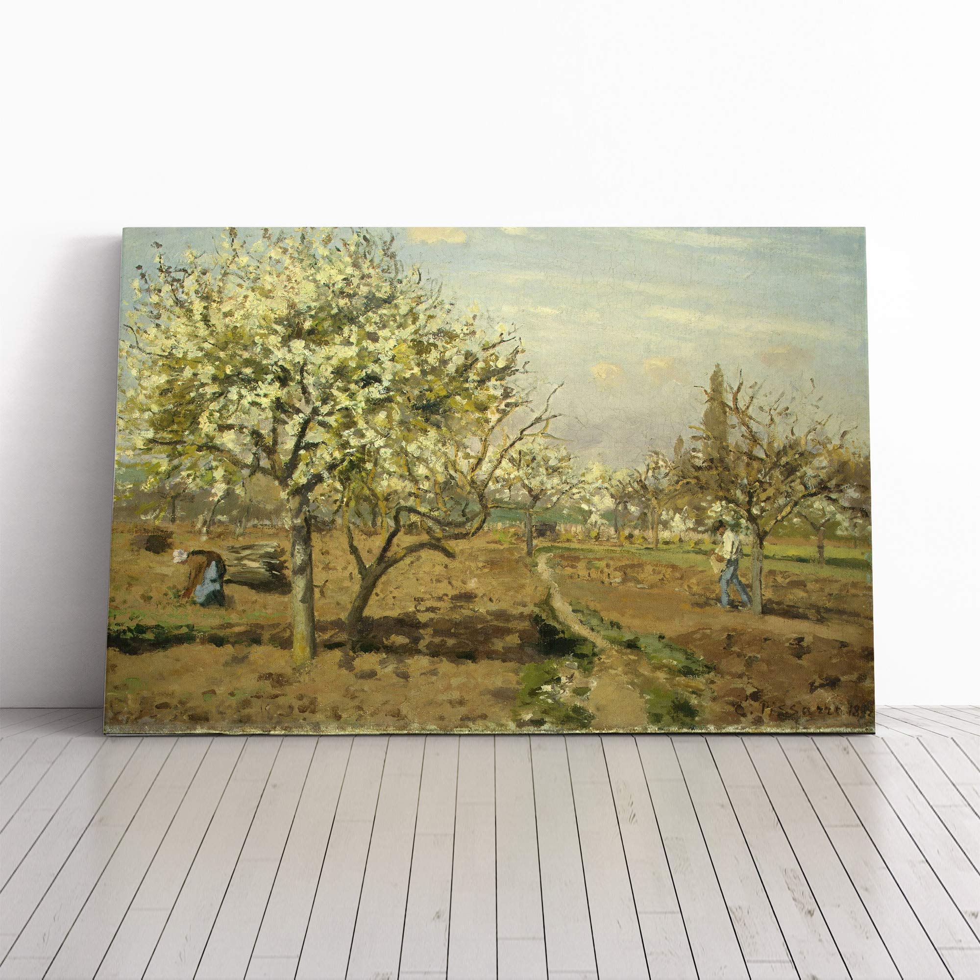 Camille Pissaro The Orchard Canvas Print | Gallery Wrapped 30mm Frame Wall Art | 24x16 inches | Ready to Hang | Modern Picture | Living Room Bedroom Lounge Office
