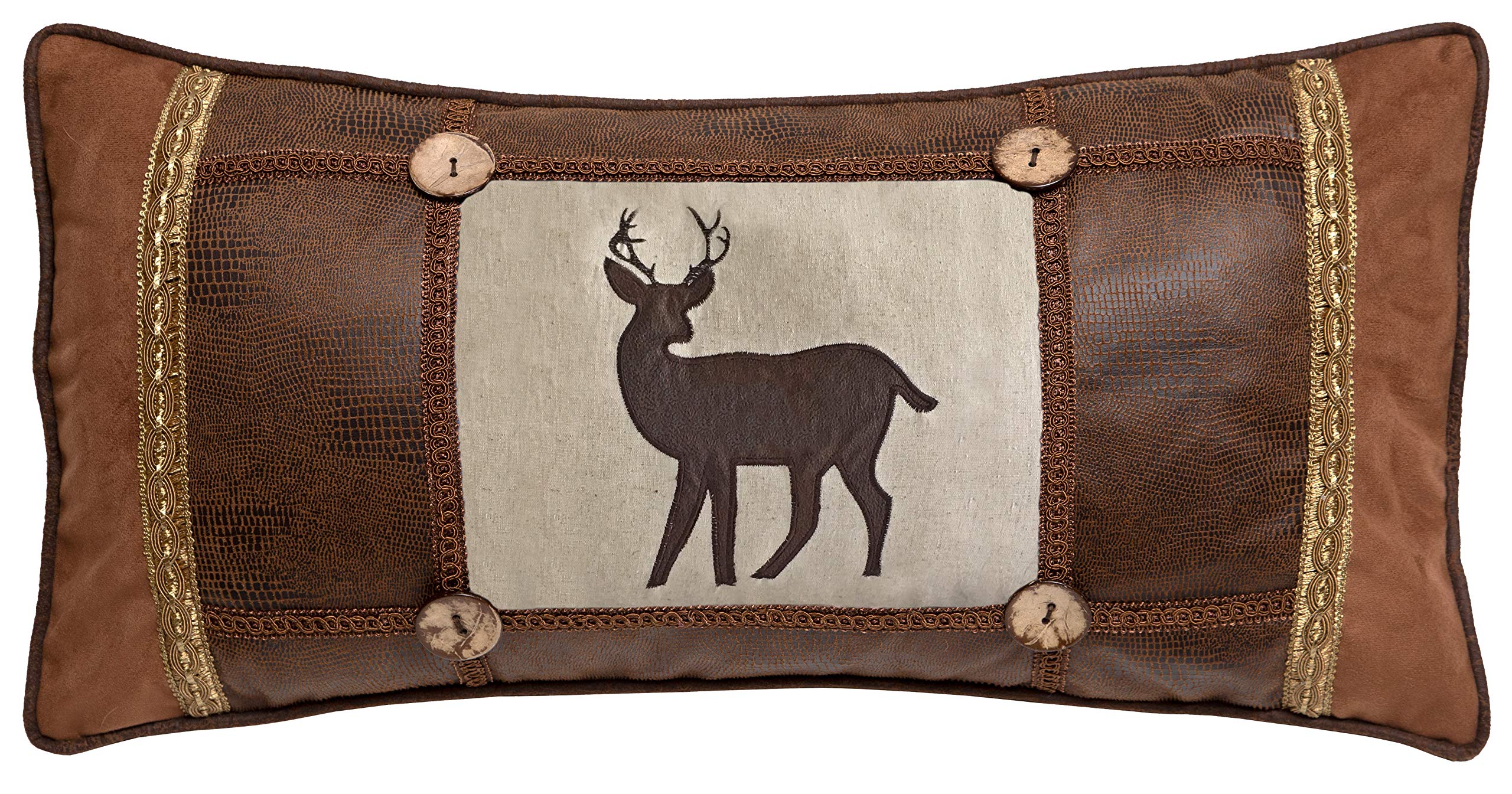 Carstens Framed Buck Throw Pillow, Brown