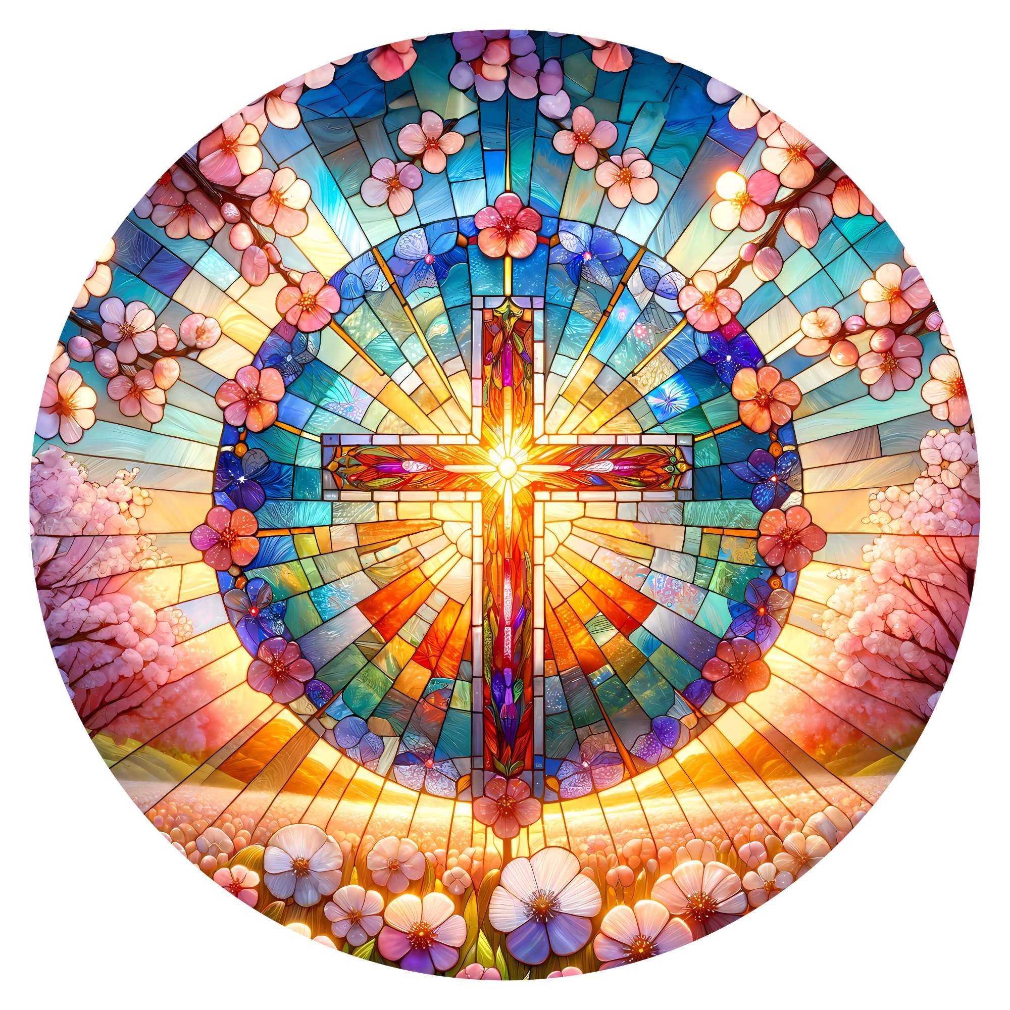 Valoryn Cross Suncatcher – Stained Glass Window Hanging Sun Catcher