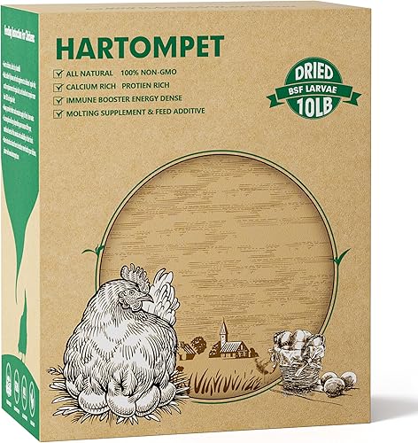 HARTOMPET Larvas de mosca soldado negro secas sin OMG de 10 libras, impulso de calcio superior para pollos, mejor que los gusanos secos de la
