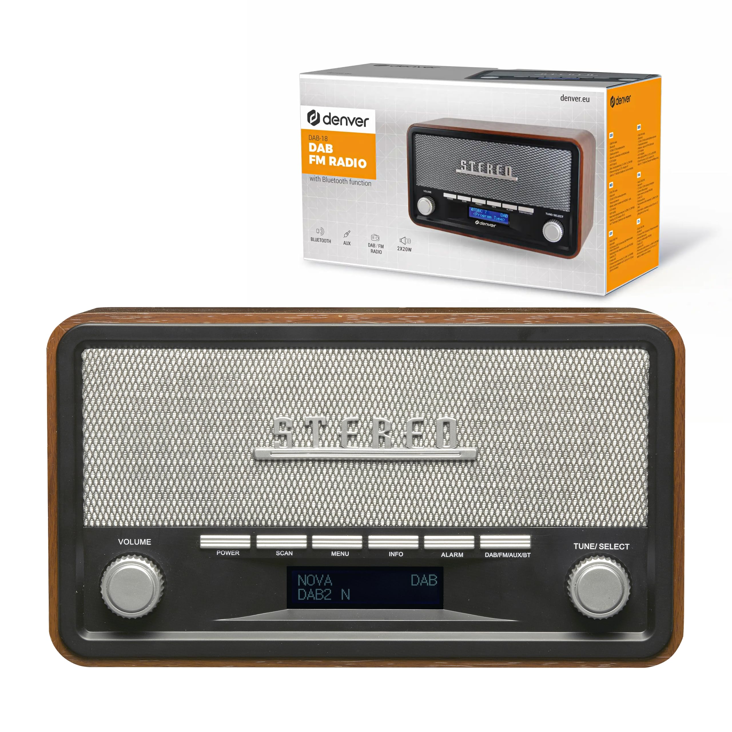 Denver Electronics DAB-18 Radio portable Personnel Analogique et numérique Noir, Gris - Radios portables (Personnel, Analogique et numérique, DAB+,FM, 87,5 - 108 MHz, Auto scan, 4 W)