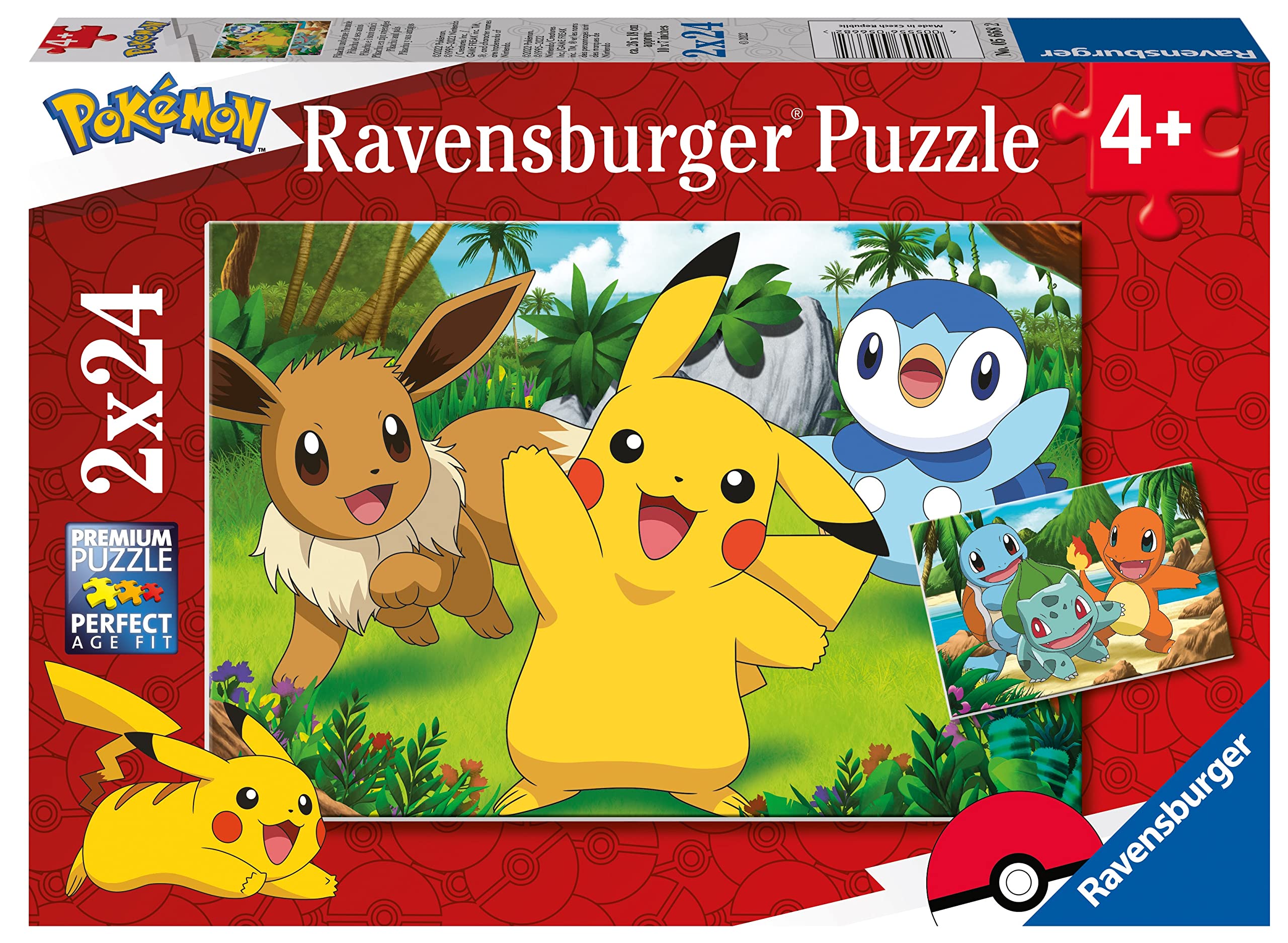 Ravensburger Kinderpuzzle 05668 - Pikachu und Seine Freunde - 2x24 Teile Pokémon Puzzle für Kinder ab 4 Jahren