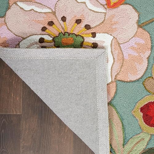 Miniatura 3 de Nourison Fantasy Aqua - Alfombra de área de 8 x 10 pies 6 pulgadas, moderna, floral, para dormitorio, sala de estar, comedor, cocina, fácil