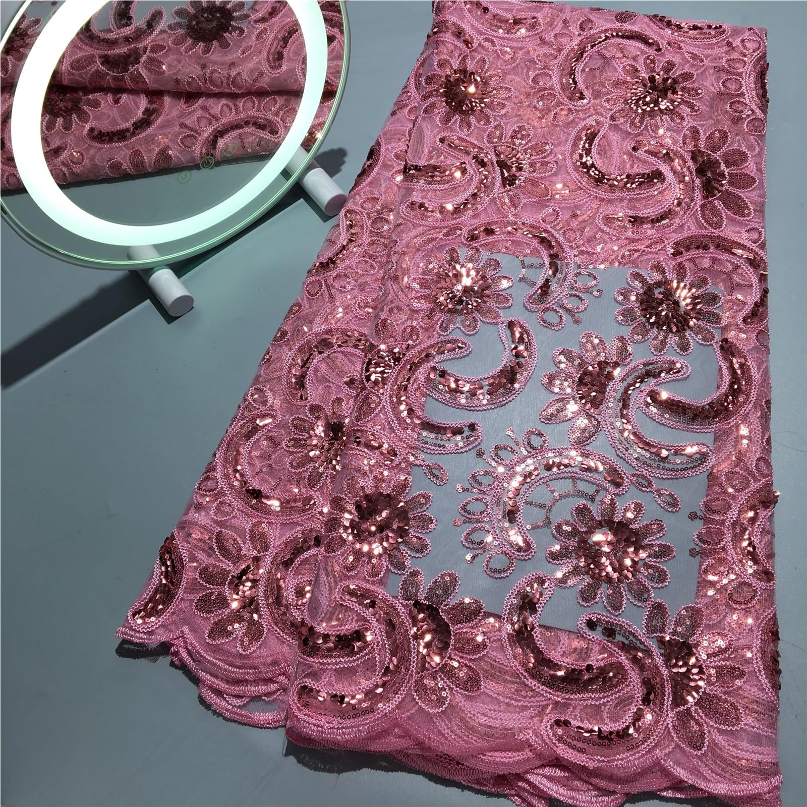 Tessuto di tulle della maglia del ricamo del tessuto del merletto delle paillettes del tessuto del vestito da cerimonia
