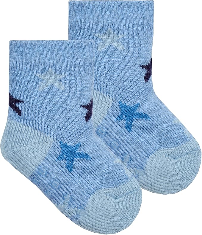 Metzuyan Baby,Clothing,Baby Boys 0-24m,Socks & Tights,Socks Baby Boys Chunky Cosy Slipper Socks Non Slip ABS Grippers Sherpa Fleece Lined Sizes 0-5.5