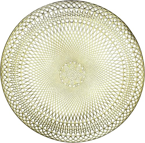 Miniatura 2 de Juego de 6 manteles individuales redondos de 15 pulgadas, color dorado metálico, lavables, fáciles de limpiar, antideslizantes, resistentes al