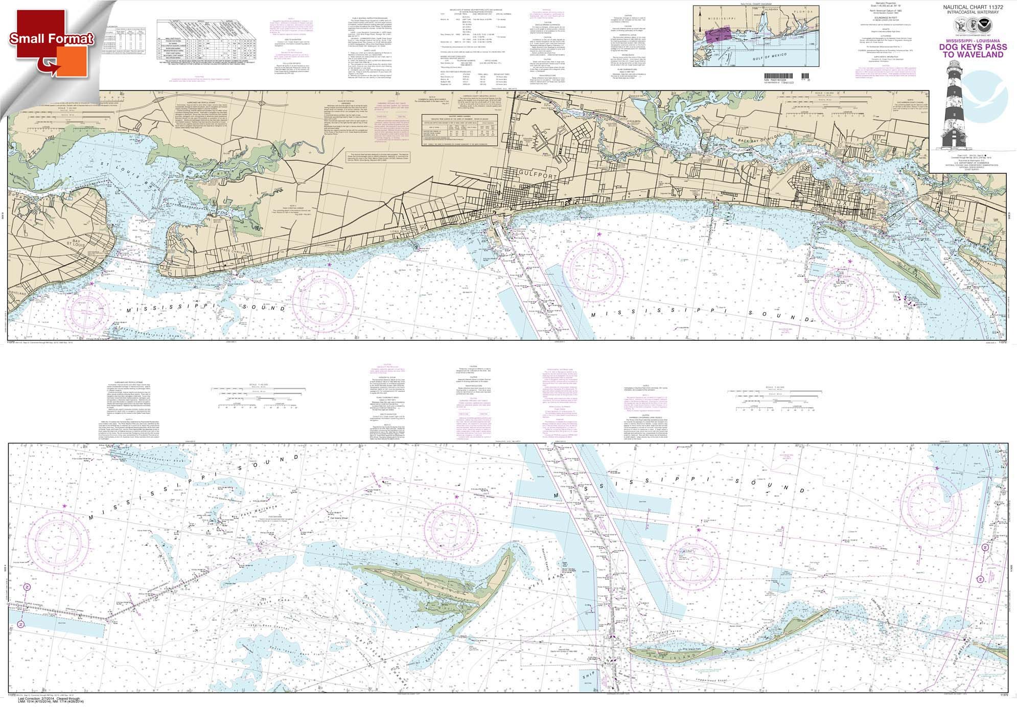 Paradise Cay Publications, Inc. NOAA Chart 11372: Intracoastal Waterway Dog Keys Pass to Waveland 25 X 36 (Small Format Waterproof)