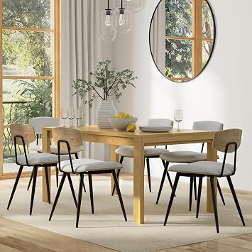 SIMPLIHOME Wilson Dining Table - 60 inch Wide Solid Wood Oak Veneer Rectangular Table, Transitional Style for Dining Room or Kitchen with Thick, Straight Legs and Inset Apron, Seats 6