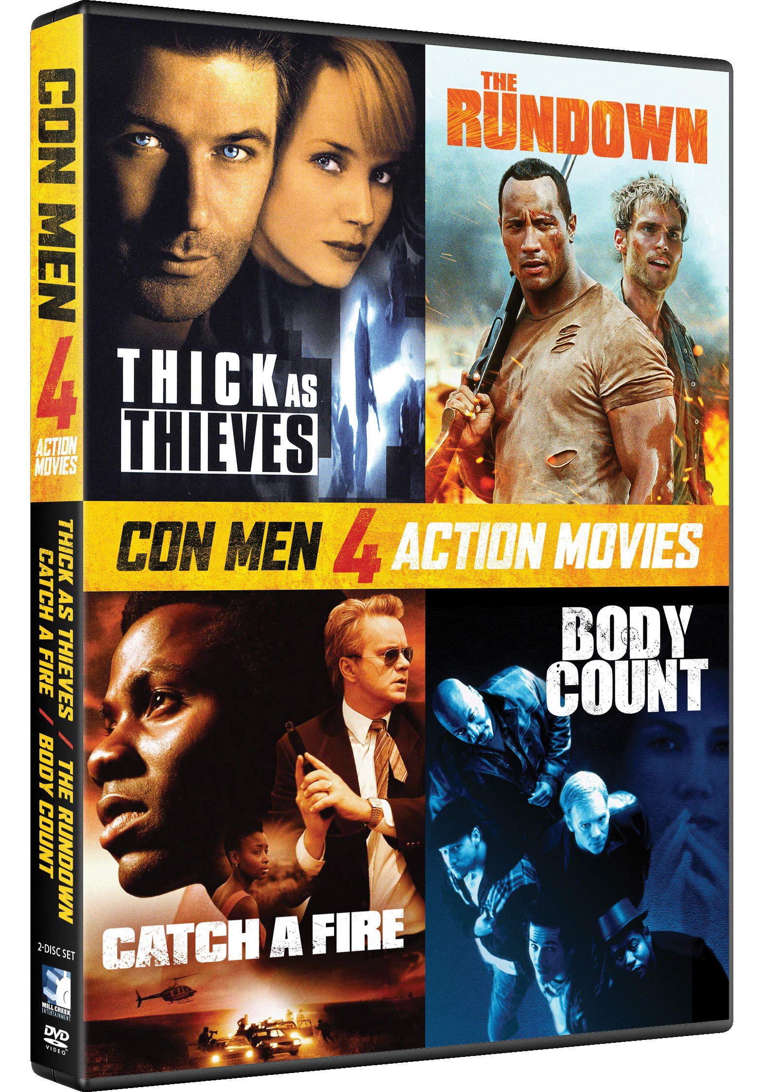 DVD Con Men Action Pack de 4 películas de acción americanas importadas para cinéfilos