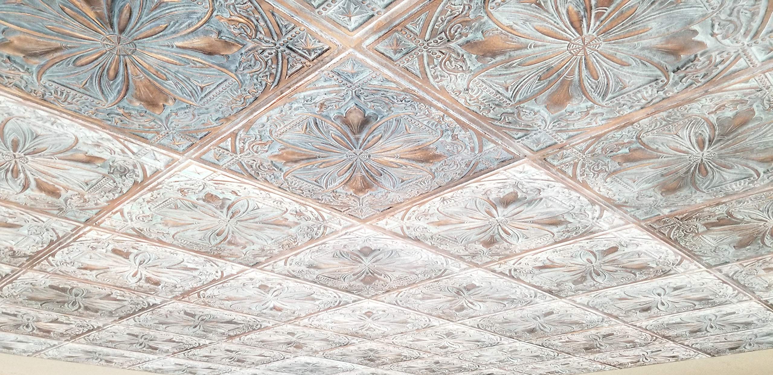 Faux Tin Glue up / Drop in Ceiling Tile TD10 Weathered Copper (Pack of