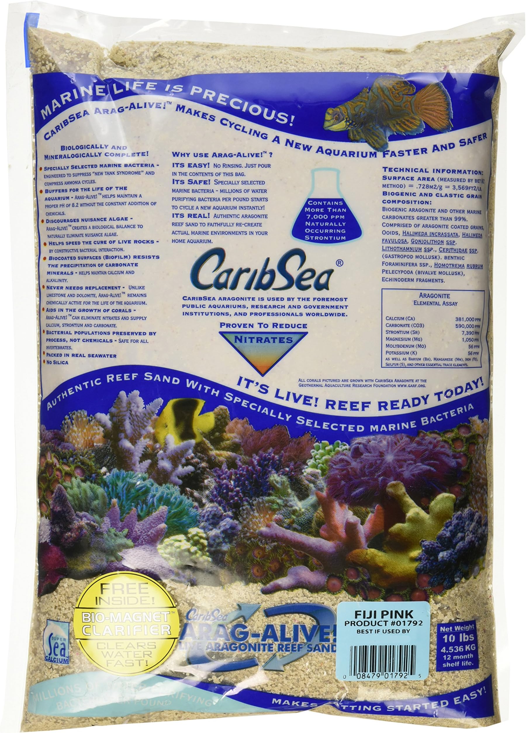 Carib Sea Arag-Alive Fiji Aquarium Sand, 10-Pound, Pink