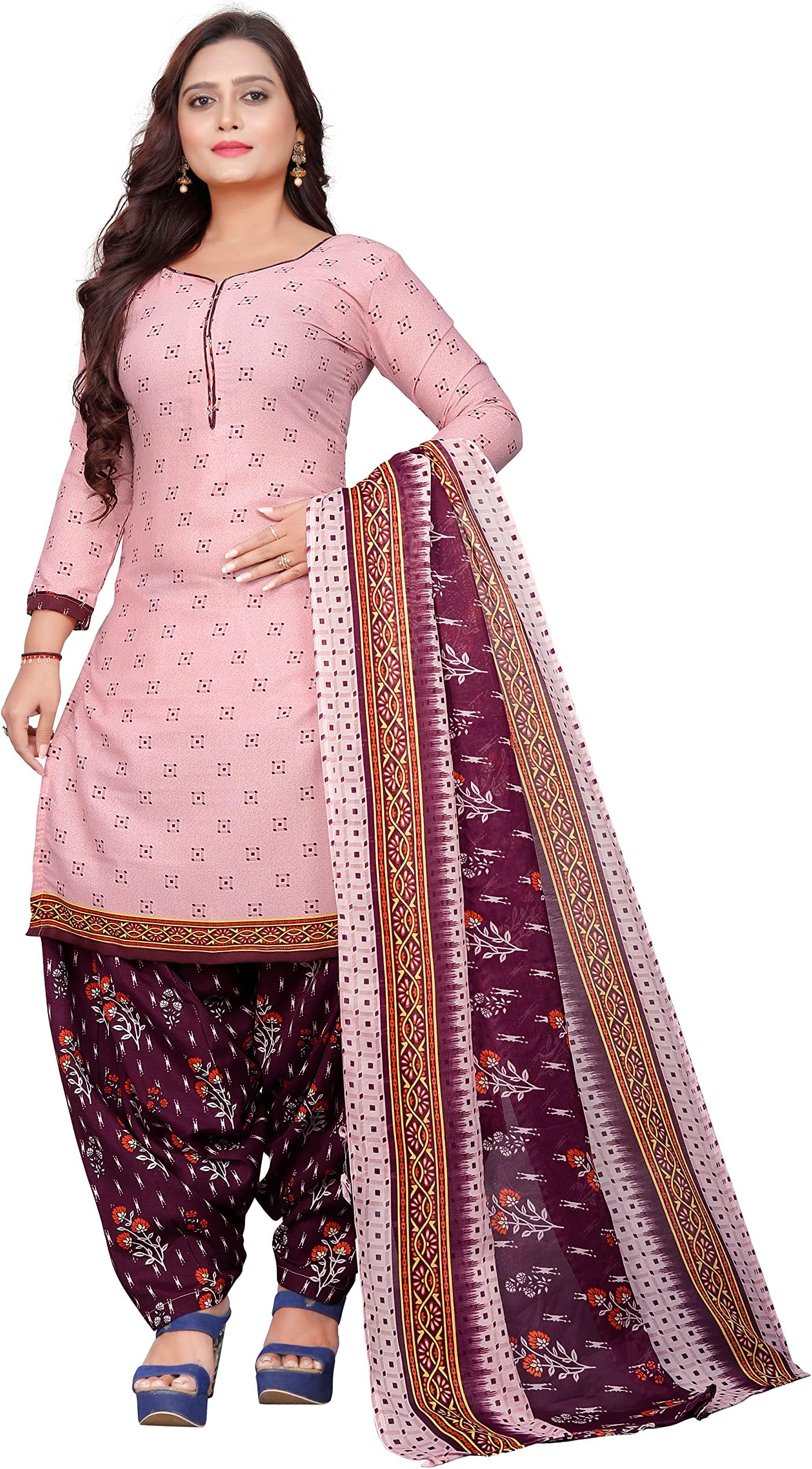 Rajnandini Women's Pink Cotton Printed Unstitched Salwar Suit Material (JOPLVSM4251)