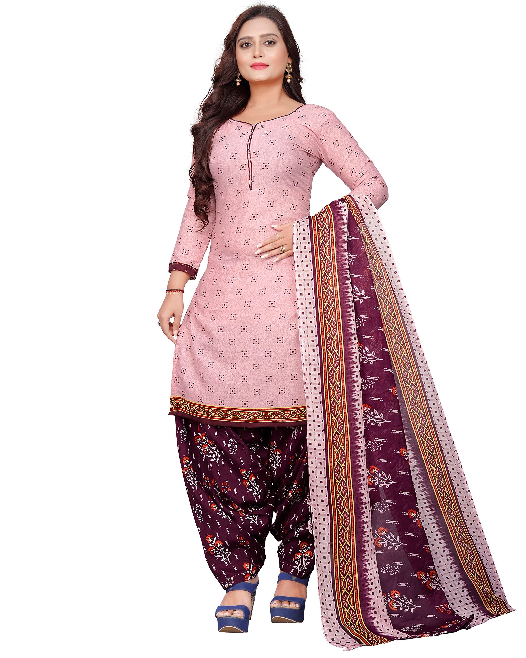 Rajnandini Women's Pink Cotton Printed Unstitched Salwar Suit Material (JOPLVSM4251)