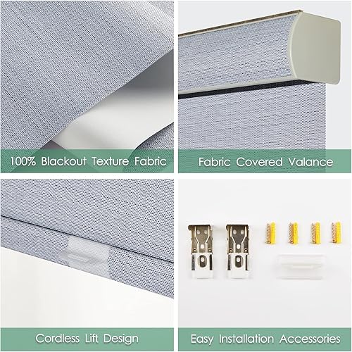 Miniatura 4 de Persianas enrollables 100 % opacas sin cordones de tamaño personalizado para ventana, cortadas a medida, tela con textura, protección UV,