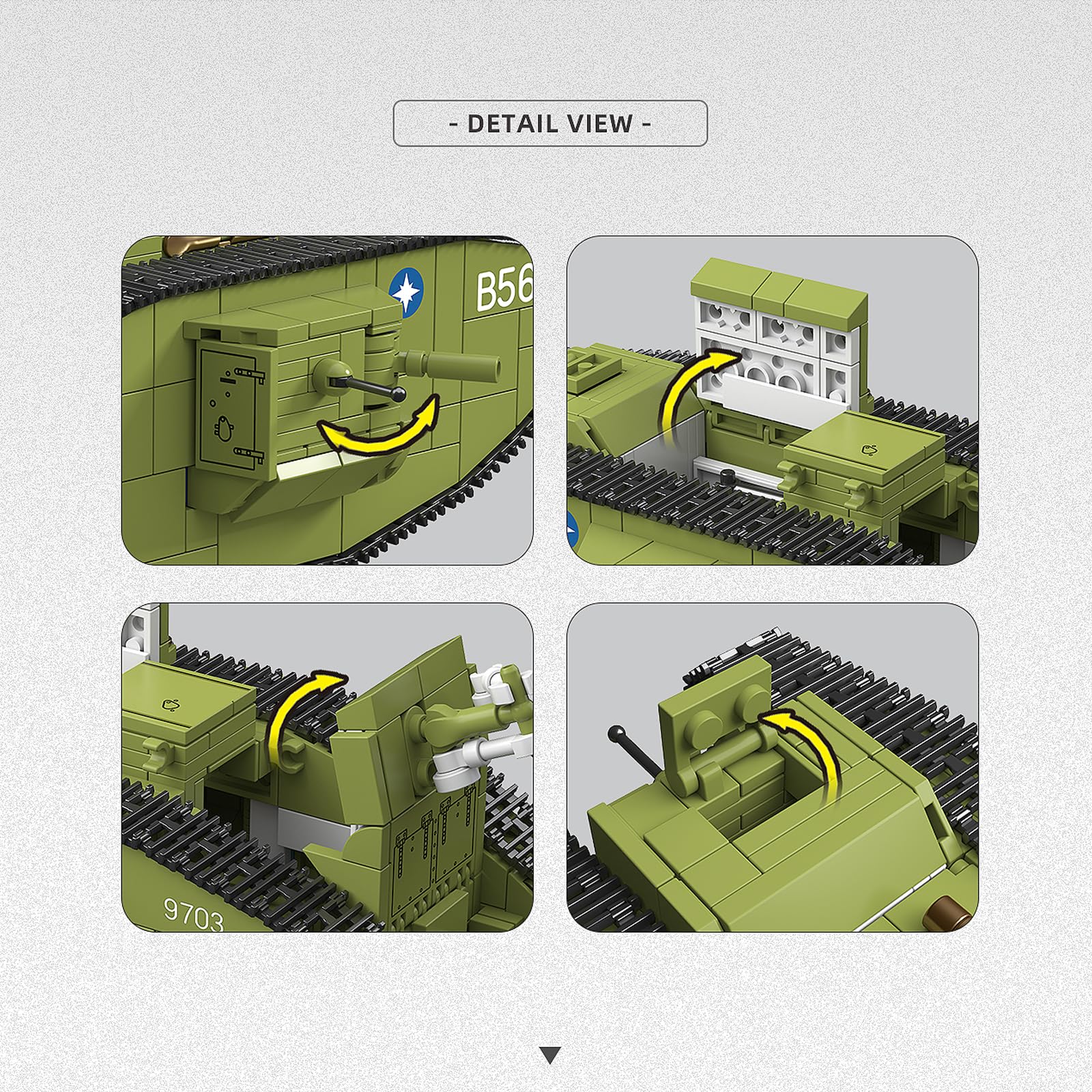 MK.V Heavy Tank Building Set for Adults, 900 PCS WW1 Military British Collectible Tank Bricks Model, 1:35 Scale Army Vehicle Toy, Gift for Military Fans & History Lovers