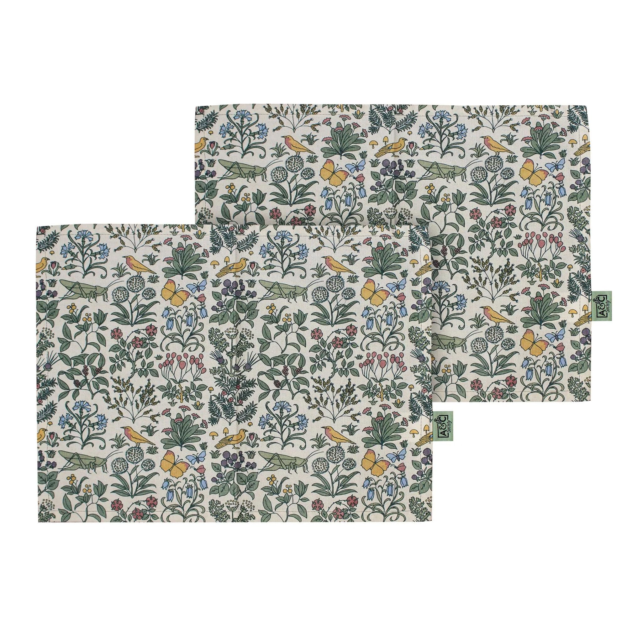 Half Moon Bay Apothecary's Garden - ACS Voysey - Multicolor 15.75 x 12 Inch 100% Recycled Cotton Table Placemats; Set of 2