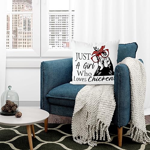 Miniatura 2 de QIYUHOY Just A Girl Who Loves Chickens - Fundas de almohada para el hogar, dormitorio, sala de estar, decoración de habitación de niñas, funda de