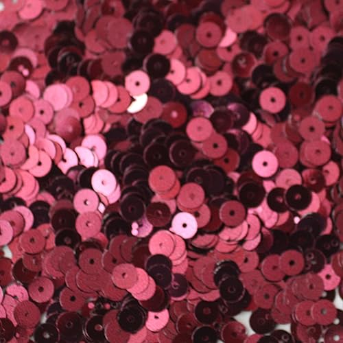 Lentejuelas planas de 0.197 in ~ Borgoña vino rojo metálico ~ lentejuelas sueltas Paillette para bordado, apliques, ar