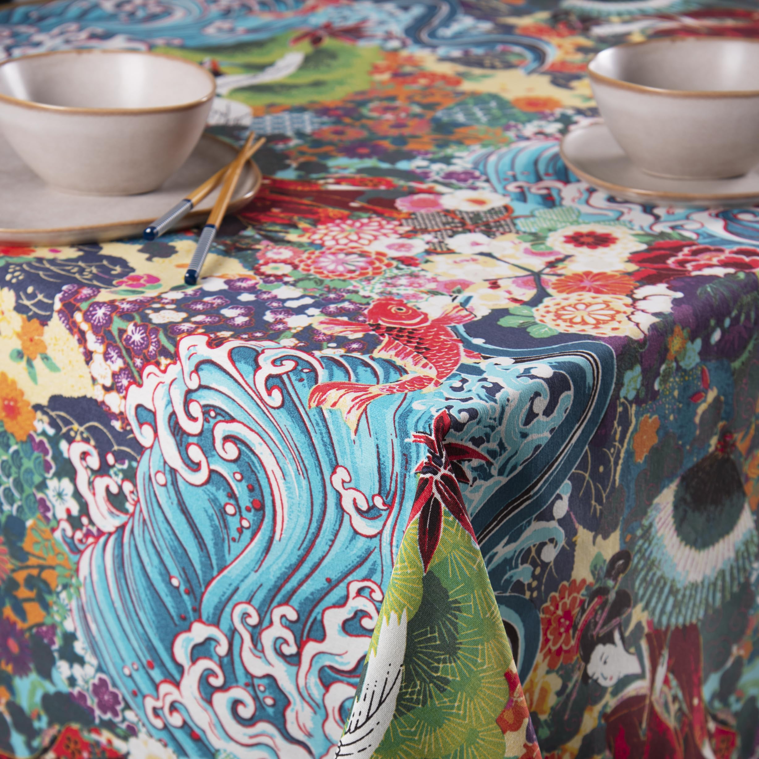 Nappe de table orientale Excelsa Kimono idéale pour vos repas conviviaux en famille