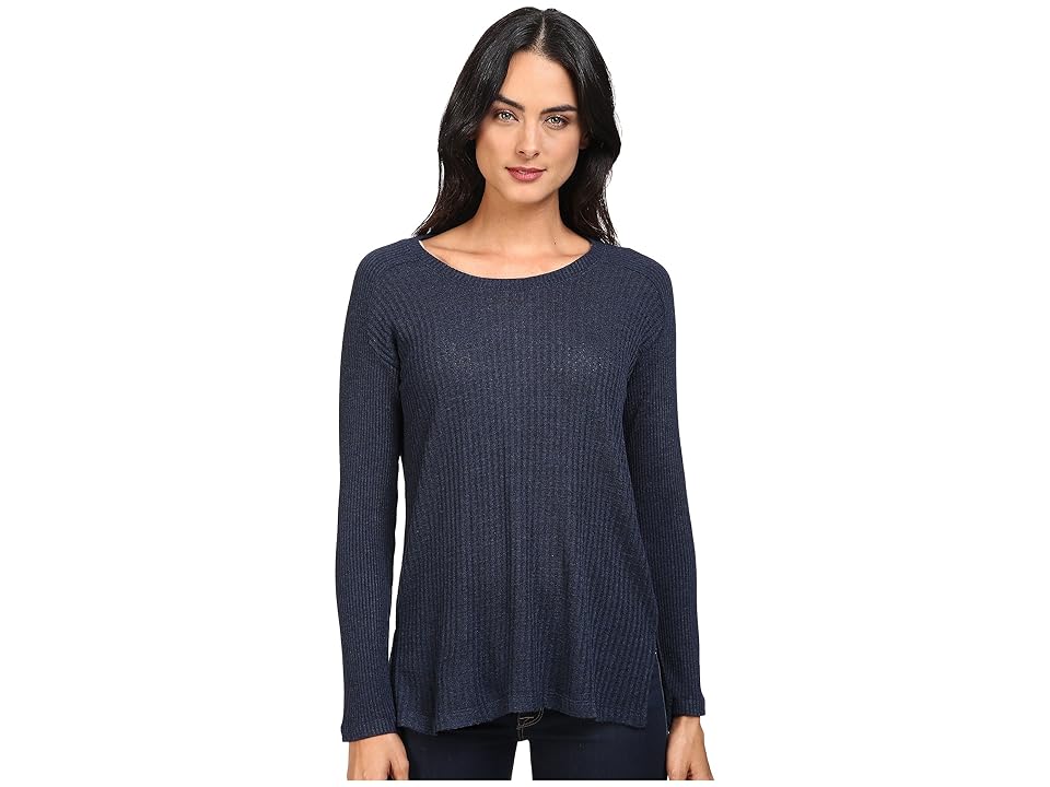

Splendid Waffle Loose Knit Pullover (Heather Navy) Women's Clothing