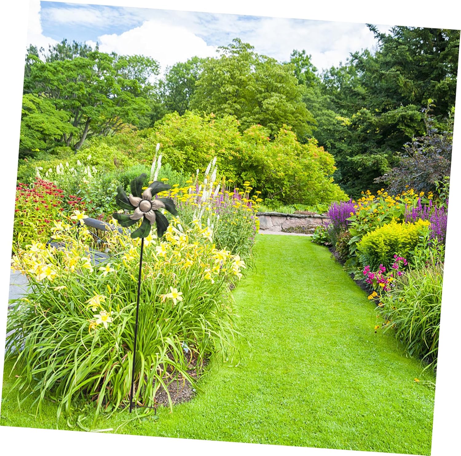 Iron Garden Windmill Pinwheel Decor for Outdoor Spaces Creative Yard Adornment Kinetic Spinning Design for Lawn and Patio Decoration