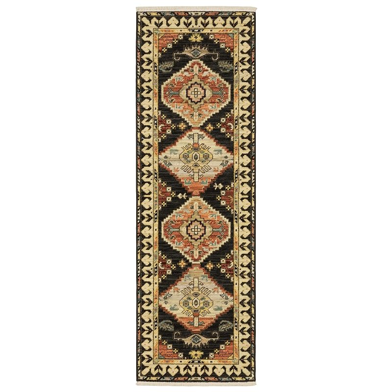 Oriental Weavers Lilihan Wool Blend Area Rug - 051K6-2' x 6' - in Charcoal/Multi - Southwestern Lodge Style, Wool Blend, Entryway, Hallway Runner Rug