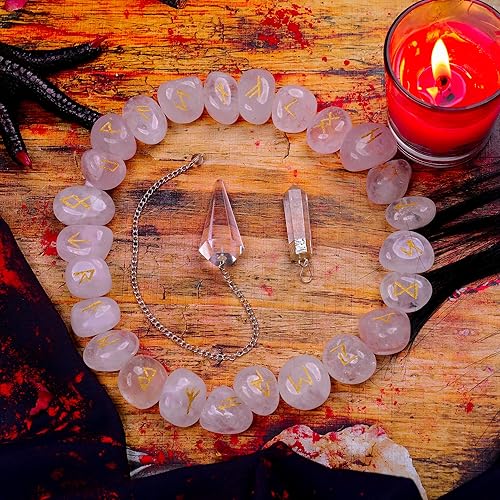 Miniatura 3 de Cuarzo rosa - Cristales - Juego de piedras de runa - Cristal curativo - Piedra preciosa de equilibrio de chakras - Decoración del hogar - Cristales