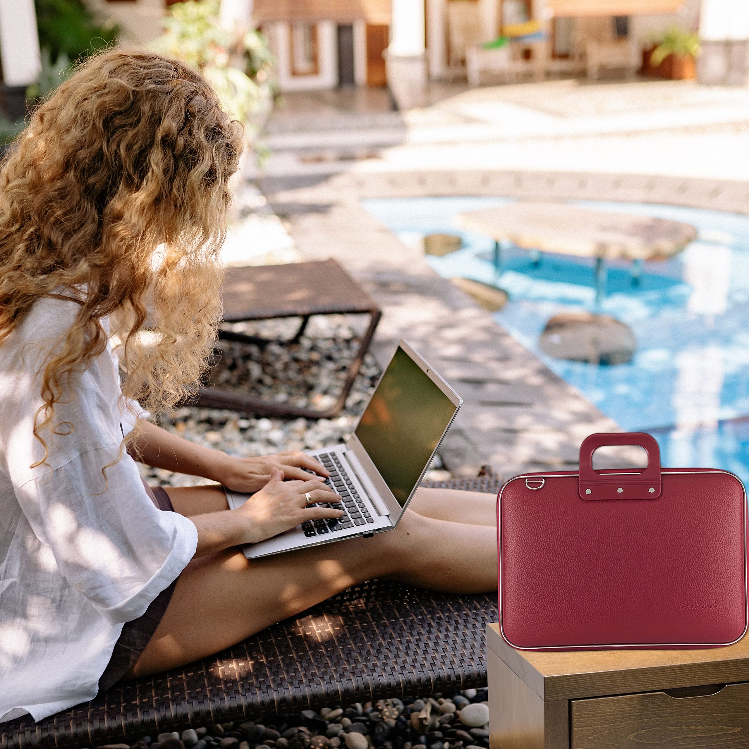 Bombata Classic - Mallette pour ordinateur portable - Sac à bandoulière - Rosso borgogna 17"