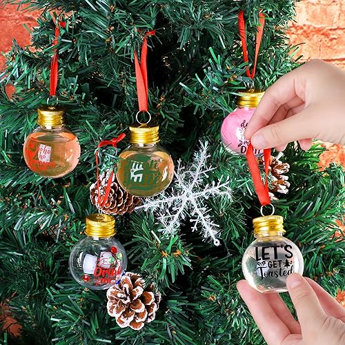 Miniatura 6 de Aodaer Paquete de 48 bolas de Navidad rellenables con calcomanías, adornos redondos transparentes para árbol de Navidad, botellas de agua, botellas