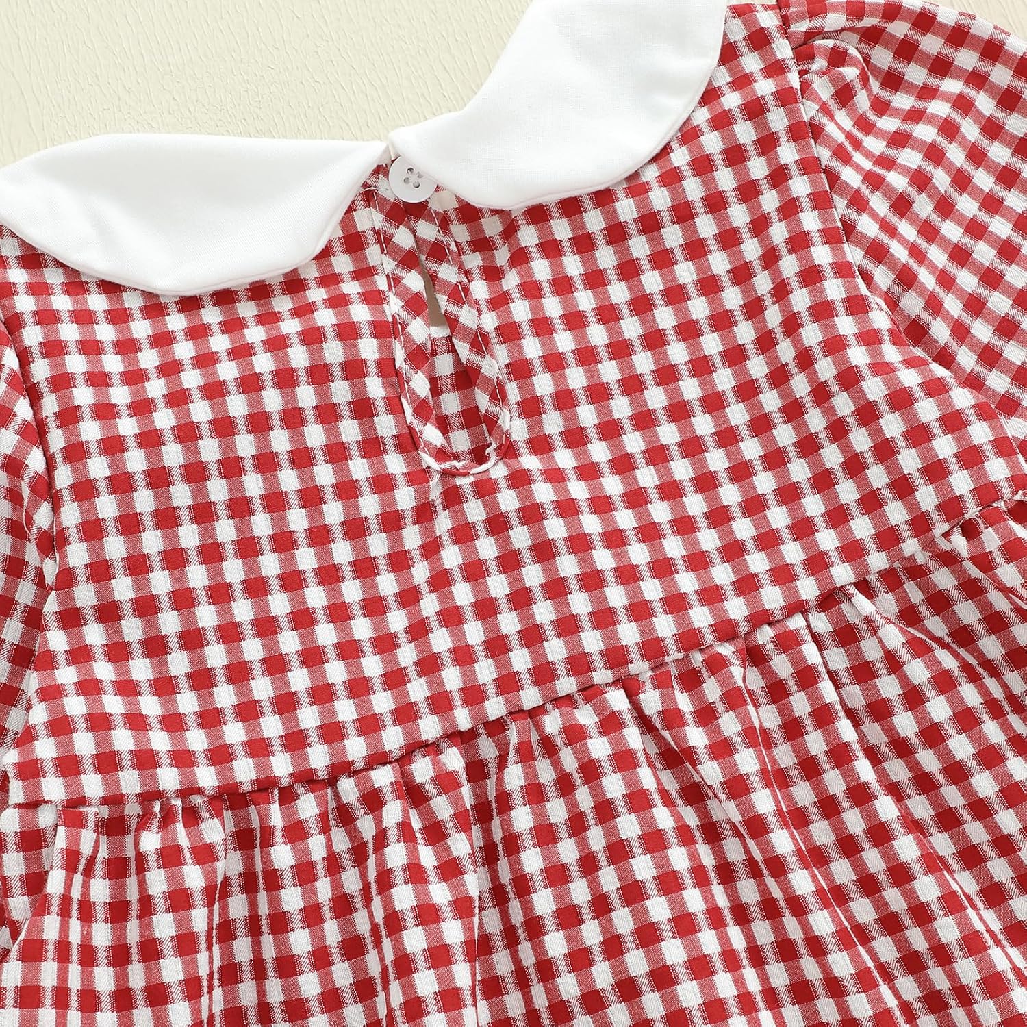 Biayxms Toddler Baby Girl Plaid Dress Puff Long Sleeve Gingham A Line Dresses Casual Girls Princess Christmas Dress - Image 6