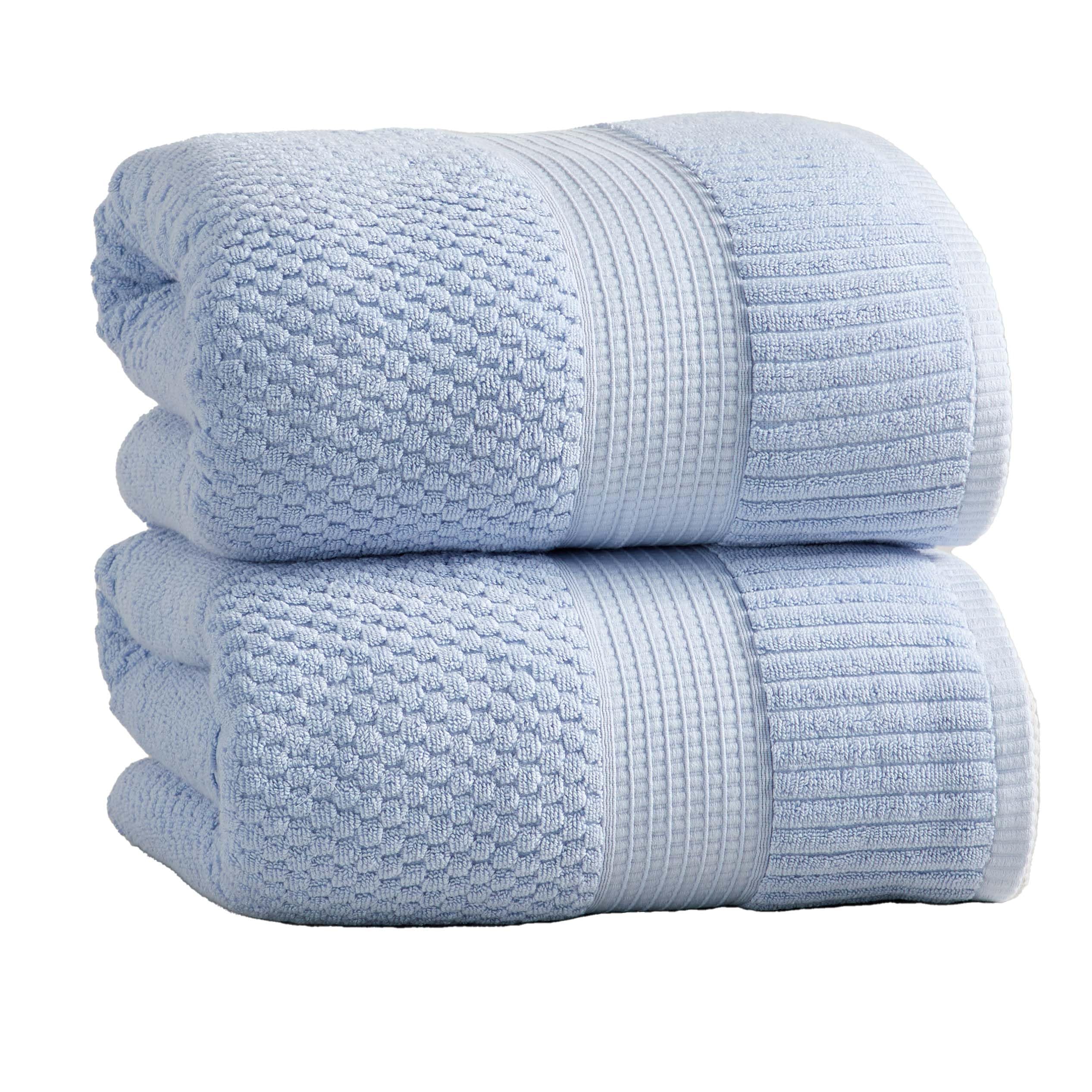 Toallas de baño de gran tamaño 100% algodón color azul cambray