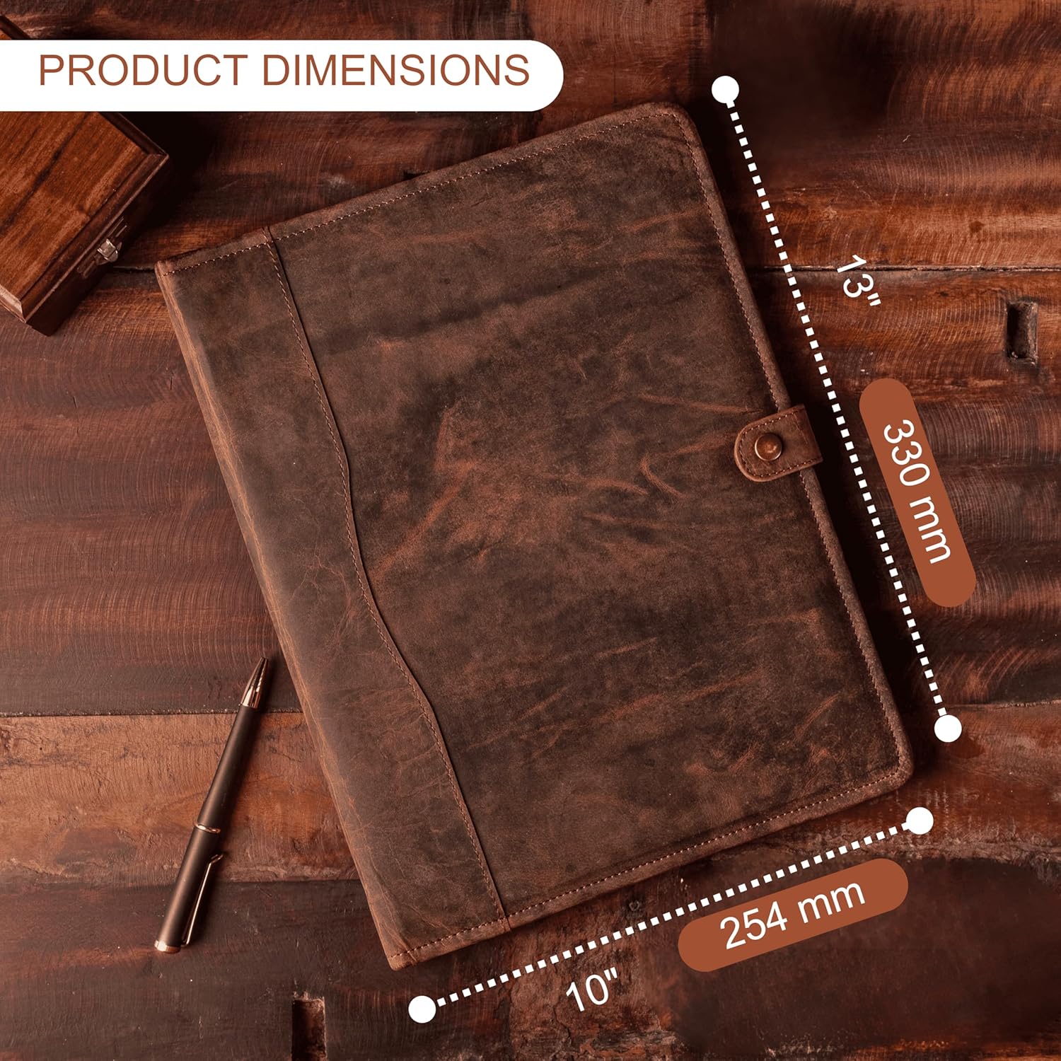 Leather Portfolio, Leather Binder with Pen, Leather Portfolio for Men and Women, Leather Padfolio, Leather Folder, Portfolio Binder, Business Portfolio Men and Women - Image 3