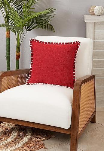 Miniatura 3 de SARO LIFESTYLE Woven Warmth - Funda de almohada con puntada gruesa, color rojo, 18 pulgadas