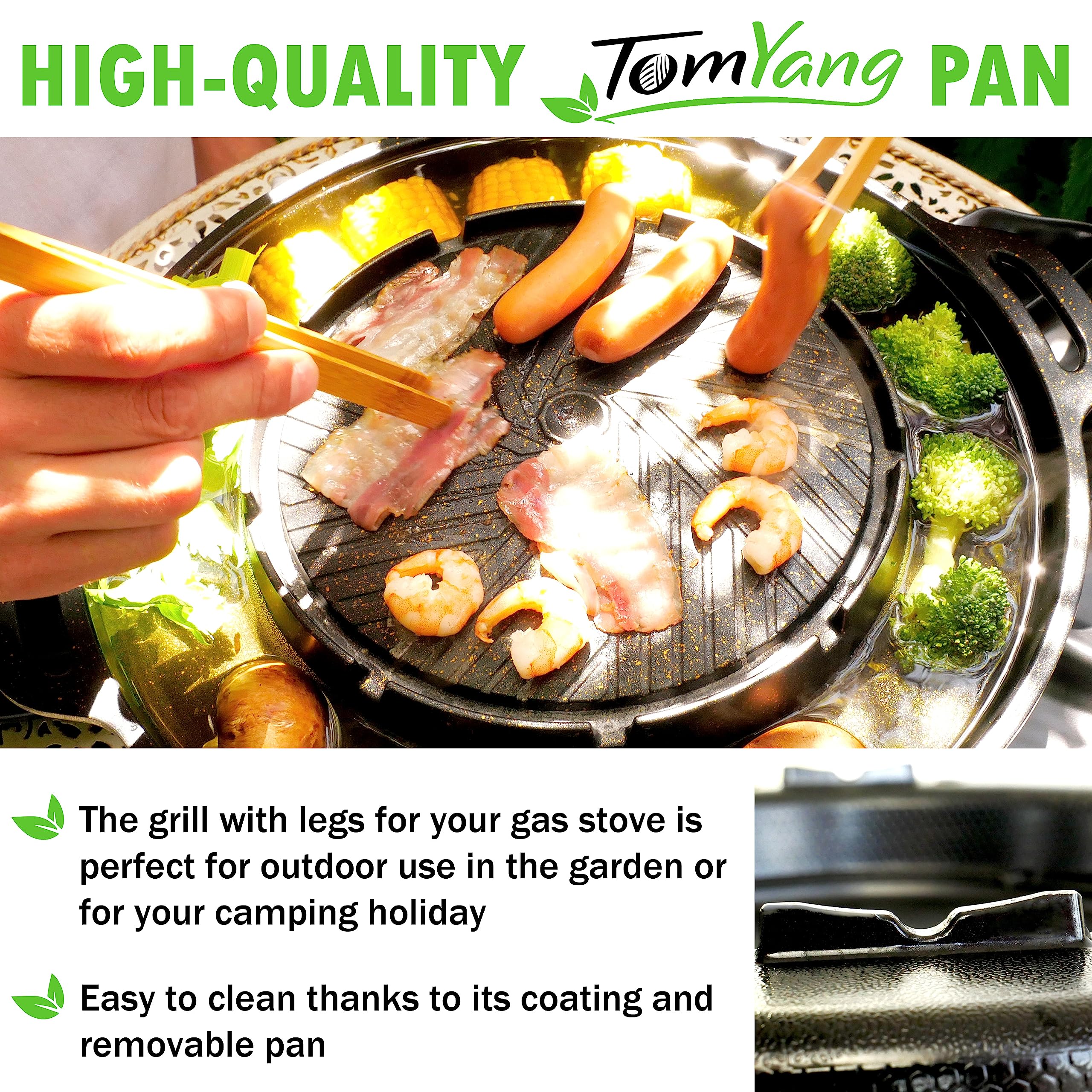 TomYang BBQ Padella da Campeggio – Il Grill Originale Thai & Hot Pot, Grill Coreano BBQ, Padella Mookata Thai Hot Pot